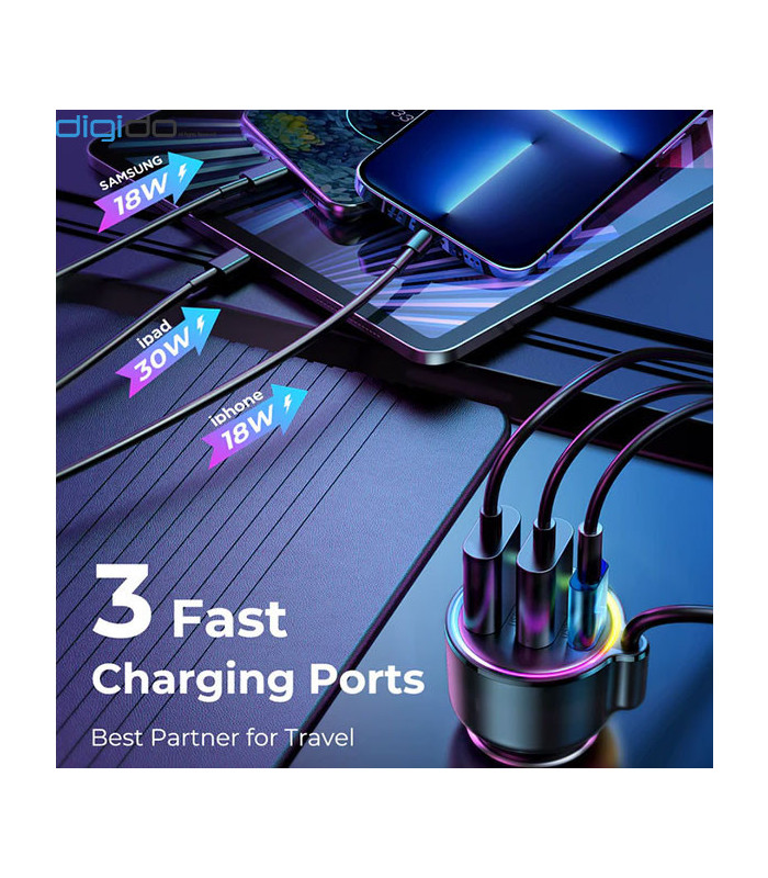 شارژر فندکی فست شارژ و پخش کننده بلوتوث جویروم مدل JR-CL18