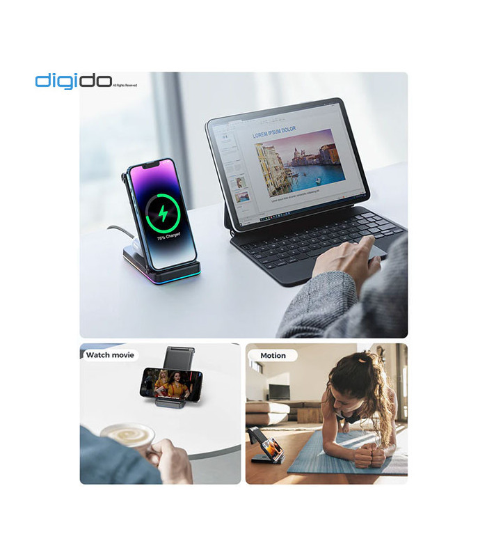 استند و شارژر وایرلس چندکاره جویروم مدل JR-WQN01