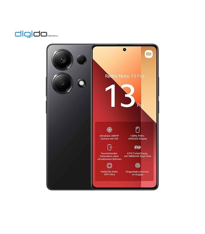 گوشی موبایل شیائومی مدل Redmi Note 13 Pro 4G دو سیم کارت ظرفیت 12/512 گیگابایت رنگ مشکی - دیجی دو