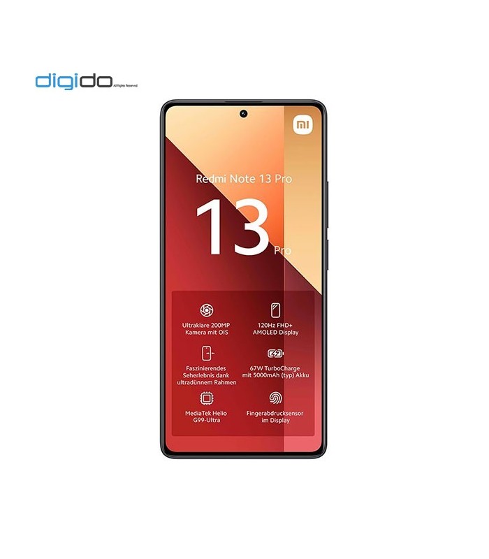 گوشی موبایل شیائومی مدل Redmi Note 13 Pro 4G دو سیم کارت ظرفیت 12/256 گیگابایت رنگ مشکی - دیجی دو