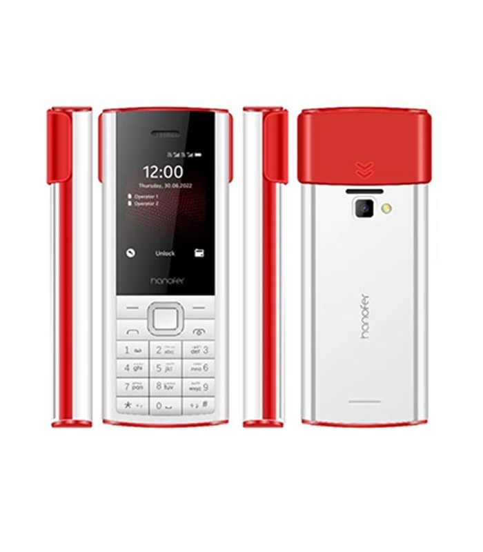 گوشی موبایل هانوفر مدل Hanofer 5720 اکسپرس موزیک دوسیم کارت - رنگ سفید قرمز - تمام ابعاد