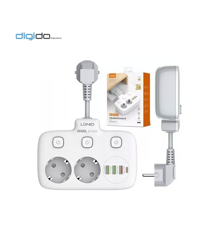 چند راهی برق و شارژر الدینیو LDNIO SE2435 دارای 4 پورت - جعبه