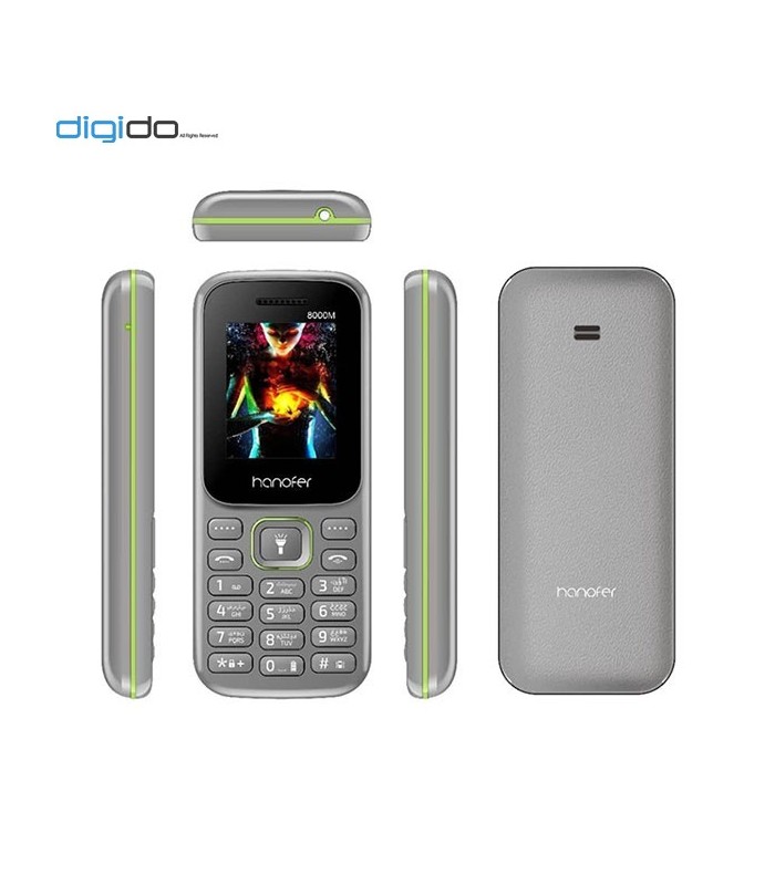 گوشی موبایل هانوفر مدل Hanofer 8000M دوسیم کارت - رنگ خاکستری - تمام ابعاد