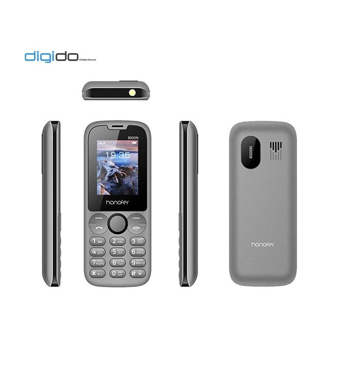گوشی موبایل هانوفر مدل Hanofer 8000N دوسیم کارت - رنگ خاکستری دور مشکی - تمام ابعاد