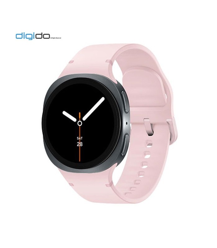ساعت هوشمند سامسونگ گلکسی واچ 8 مدل 40 میلی متری Bluetooth / Wifi بدنه خاکستری تیره - بند اسپرت صورتی