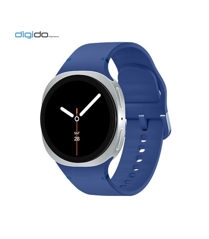 ساعت هوشمند سامسونگ گلکسی واچ 8 مدل 40 میلی متری Bluetooth / Wifi بدنه نقره ای - بند اسپرت آبی