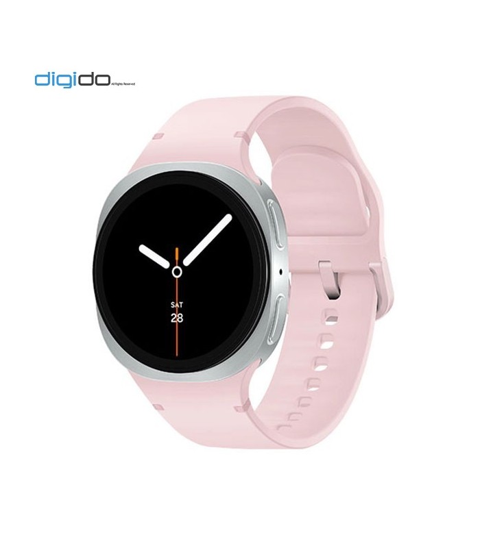 ساعت هوشمند سامسونگ گلکسی واچ 8 مدل 40 میلی متری Bluetooth / Wifi بدنه نقره ای - بند اسپرت صورتی