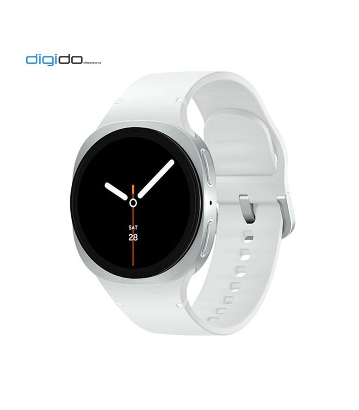 ساعت هوشمند سامسونگ گلکسی واچ 8 مدل 40 میلی متری Bluetooth / Wifi بدنه نقره ای - بند اسپرت سفید