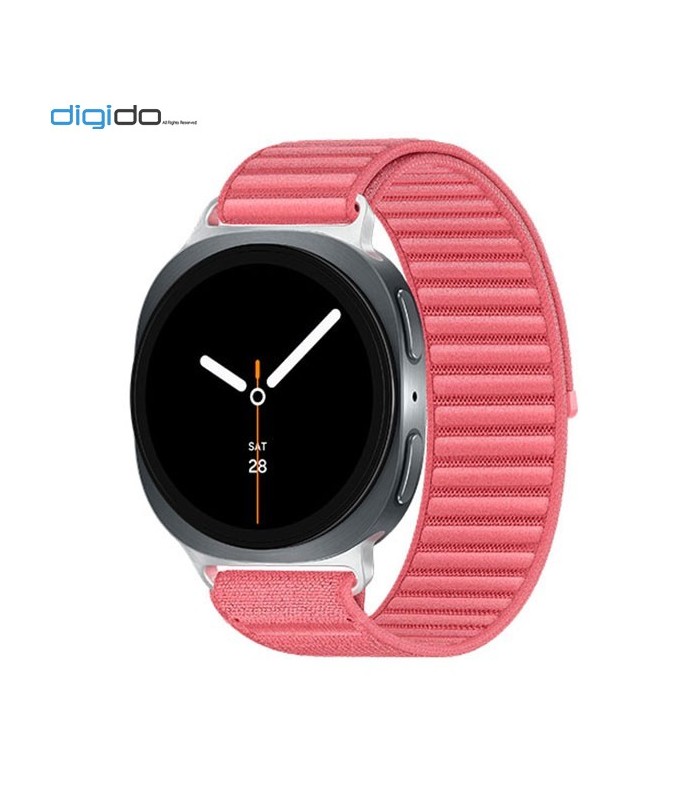 ساعت هوشمند سامسونگ گلکسی واچ 8 مدل 40 میلی متری Bluetooth / Wifi بدنه خاکستری تیره - بند فابریک صورتی