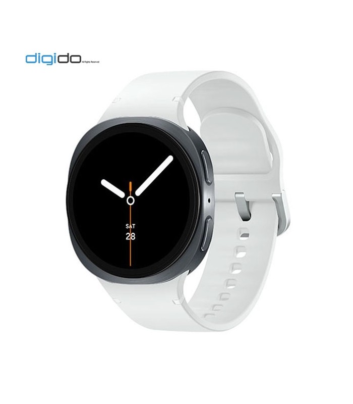 ساعت هوشمند سامسونگ گلکسی واچ 8 مدل 44 میلی متری Bluetooth / Wifi بدنه خاکستری تیره - بند اسپرت سفید