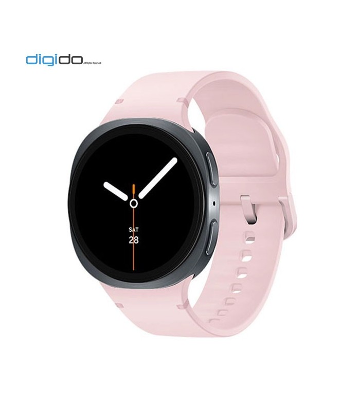 ساعت هوشمند سامسونگ گلکسی واچ 8 مدل 44 میلی متری Bluetooth / Wifi بدنه خاکستری تیره - بند اسپرت صورتی