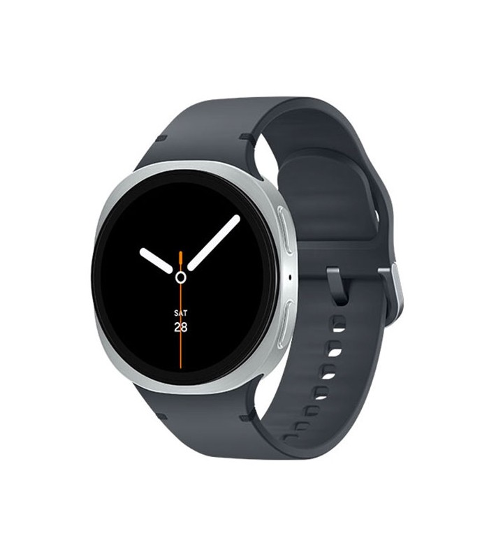 ساعت هوشمند سامسونگ گلکسی واچ 8 مدل 44 میلی متری Bluetooth / Wifi بدنه نقره ای - بند اسپرت خاکستری تیره