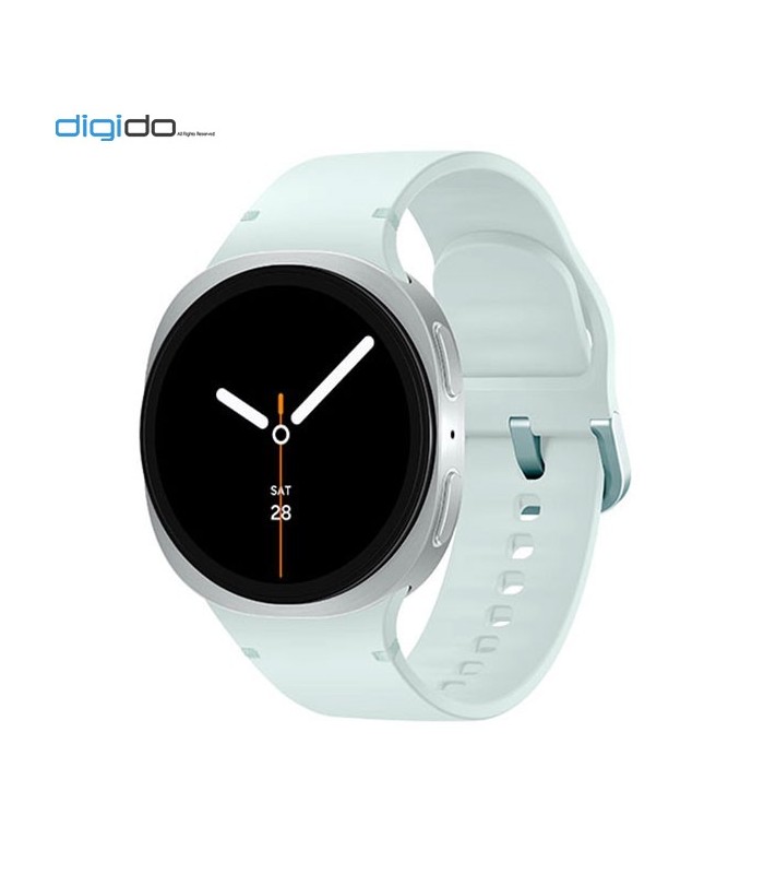 ساعت هوشمند سامسونگ گلکسی واچ 8 مدل 44 میلی متری Bluetooth / Wifi بدنه نقره ای - بند اسپرت نعنایی