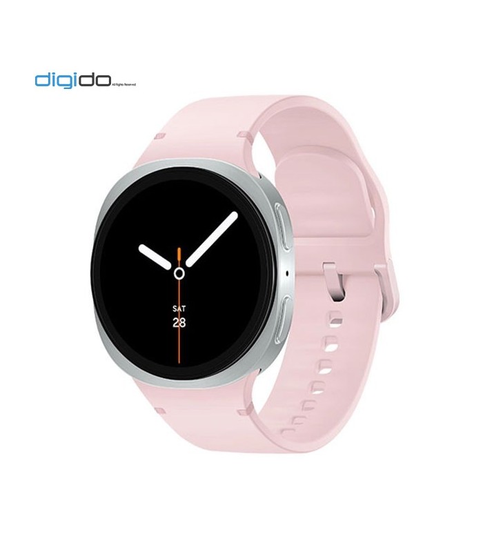 ساعت هوشمند سامسونگ گلکسی واچ 8 مدل 44 میلی متری Bluetooth / Wifi بدنه نقره ای - بند اسپرت صورتی