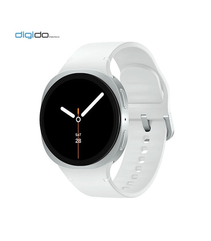 ساعت هوشمند سامسونگ گلکسی واچ 8 مدل 44 میلی متری Bluetooth / Wifi بدنه نقره ای - بند اسپرت سفید