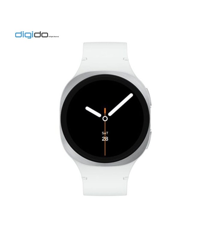 ساعت هوشمند سامسونگ گلکسی واچ 8 مدل 44 میلی متری Bluetooth / Wifi بدنه نقره ای - بند اسپرت رنگ سفید