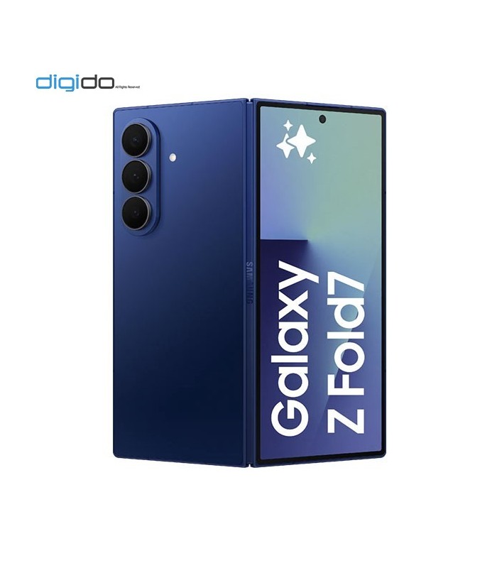 گوشی موبایل سامسونگ مدل Galaxy Z Fold 7 5G دو سیم کارت ظرفیت 12/256 گیگابایت رنگ آبی نمای پشت نیمه باز