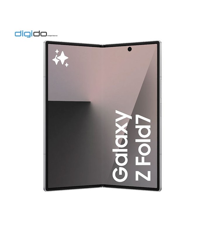 گوشی موبایل سامسونگ مدل Galaxy Z Fold 7 5G دو سیم کارت ظرفیت 1 ترابایت رم 16 گیگابایت رنگ نقره ای نمای جلو نیمه باز