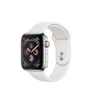 ساعت هوشمند اپل واچ سری 4 مدل Stainless Steel Case with White Sport Band