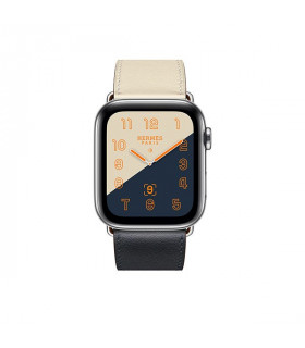 ساعت هوشمند اپل واچ سری 4 مدل Stainless Steel Case with Indigo Craie Orange Swift Leather Single Tour