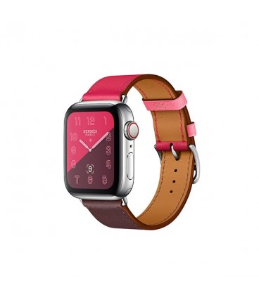 ساعت هوشمند اپل واچ سری 4 مدل Stainless Steel Case with Bordeaux Rose Extrême Rose Azalée Swift Leather Single Tour