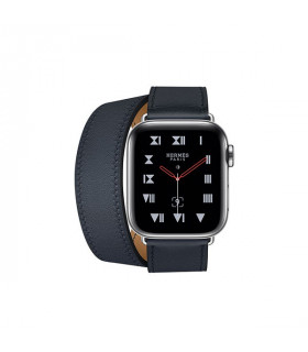 ساعت هوشمند اپل واچ سری 4 مدل Stainless Steel Case with Bleu Indigo Swift Leather Double Tour