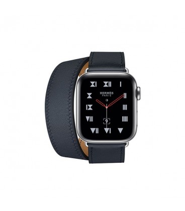 ساعت هوشمند اپل واچ سری 4 مدل Stainless Steel Case with Bleu Indigo Swift Leather Double Tour