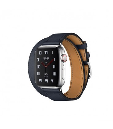ساعت هوشمند اپل واچ سری 4 مدل Stainless Steel Case with Bleu Indigo Swift Leather Double Tour