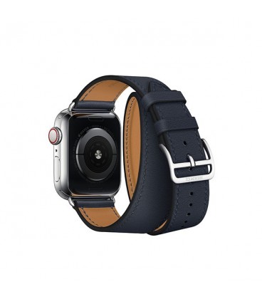 ساعت هوشمند اپل واچ سری 4 مدل Stainless Steel Case with Bleu Indigo Swift Leather Double Tour
