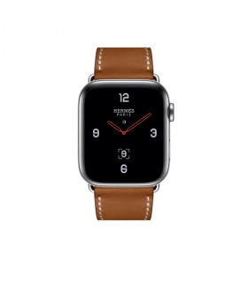 ساعت هوشمند اپل واچ سری 4 مدل Stainless Steel Case with Fauve Barenia Leather Single Tour Deployment Buckle