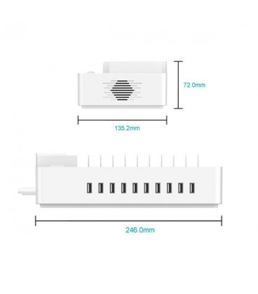 شارژر 10 پورت و چند شاخه برق ORICO MPC 2A10U