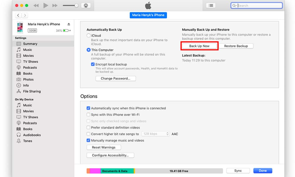 انتقال اطلاعات آیفون با آیتونز