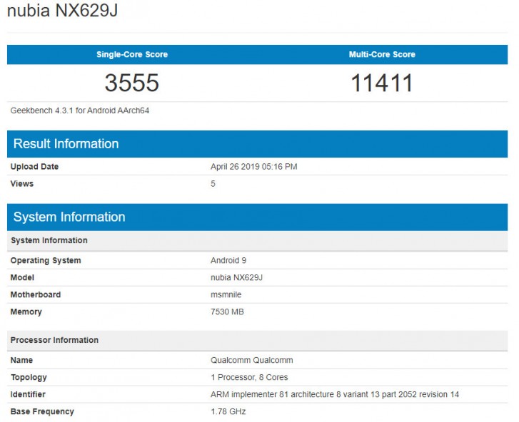 نوبیا رد مجیک 3 در Geekbench ظاهر شد