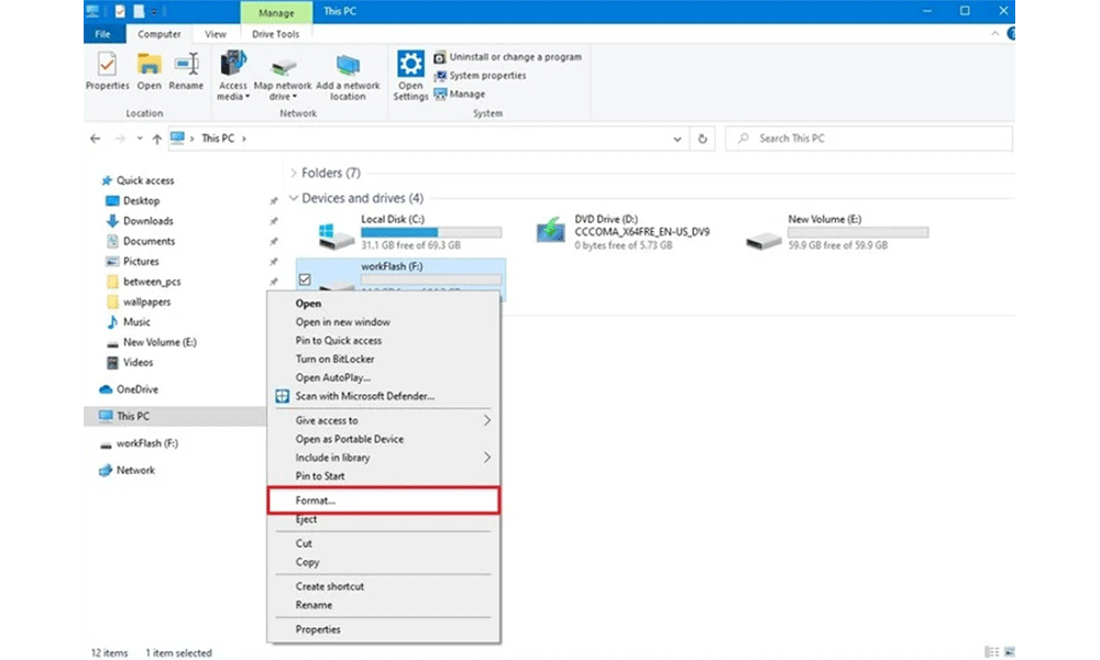 فرمت فلش درایو