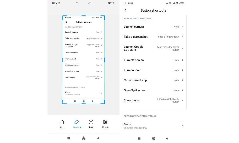 screenshot در شیائومی